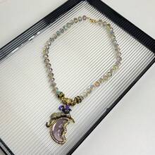 1PC New Exquisite Luxurious Retro Moon Star Beaded Unique Design Women's Collarbone Chain Jewelry - 睡夢天使項鍊Z-2896 - 查看 7