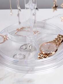 1个双层16钩旋转收纳架，底部间距可调节，可用作钥匙架展示架，方便存放钥匙、眼镜、珠宝配件，也可作为带托盘的桌面珠宝架，用于放置项链、耳环、手镯、珠宝塔、配件收纳架、梳妆台、钥匙架。 - 彩色 - 查看 10