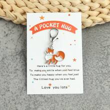 1pc/2pcs/5pcs Fox & Daisy Keychains With "A POCKET HUG" Comfort Card - Cute Animal Keychain, Ideal For Birthday, Wedding,Cheer-Up & Friendship S,Perfect For Friend,Family,Daily Bag Charms And Backpack Decoration,Suitable For Men And Women. Halloween Accessories Teachers Day Christmas Gift Ideas Bag Accessories Lanyards With Id Holder Car Accessories
