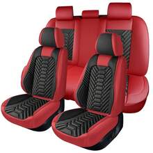 Luxury Leather Car Seat Covers Full Set Protectors, Hot Stamp Breathable Airbag Compatible For 5 Seats , Rear Bench Easy To Install, Universal Fit For Auto Truck Van SUVHalloween Christmas New Year 2026 - Brown - View 2