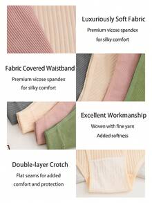 5件装女士多色罗纹中腰舒适性感内裤