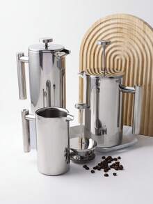 1 pièce Cafetière à piston en acier inoxydable 304 argent de 350/800/1000 ml, théière multifonction pour usage domestique, mousseur à lait, résistant à la chaleur et incassable, pot en acier inoxydable 304 3-en-1 pour café filtre, infusion de thé, moussage de lait - Multicolore - Voir 7