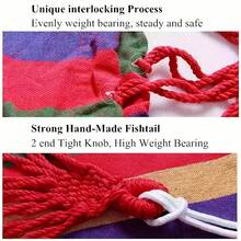 1pc Colorful Striped Canvas Hammock Chair, Without Pillow Or Cushion, Indoor/Outdoor/Camping Swing Chair, Suitable For Family Leisure