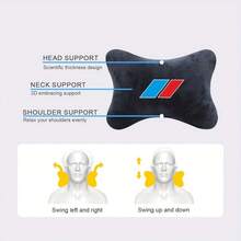 Soft Plush Car Seat Headrest, Upgraded Sports Logo Racing Pillow, Breathable & Comfortable Neck Support, Ergonomic Design Suitable For Most Vehicles