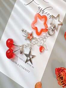 1个镶钻闪亮樱桃钥匙扣，时尚百搭可爱包包配饰 - 彩色 - 查看 11