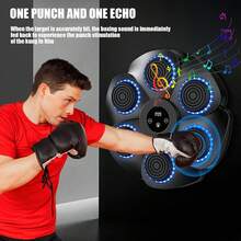 Music Boxing Machine, Musical Boxing Machine With LED Lights, 1 Pair Boxing Gloves, 9 Modes&18 Speed Punching, Support Bluetooth, Automatic Counting, Wall Mounted, Smart Music Punch Machine For Adults - Black - View 9