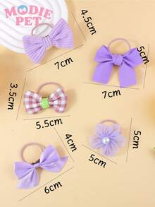 10pcs Cute Bow Hair Accessories Set, Pet Cat Dog Hair Clips, Decorative Pet Grooming Hair Accessories, Happy Kitty Puppy - Mauve Purple - View 6
