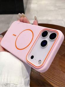 1 pièce Étui de téléphone magnétique sans fil avec sensation de peau mate minimaliste, compatible avec 17 AIR 16 15 14 13 12 Pro Max Plus, coque arrière en silicone souple - Rose pâle - Voir 1