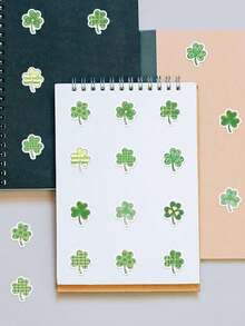 500Pcs St. Patrick's Day Green Lucky Clover Stickers Roll Decals 10 Unique Designs Shamrock Decorative Reward Seal Sticker Waterproof Self-Adhesive No Residue For Envelope Journal Decor Party Supplies Classroom Rewards Holiday Crafts Gift Packaging For Kids Adults Christian - Pink - View 7