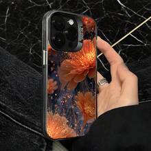 Funda de Teléfono Transparente con Patrón Floral y Diseño Brillante para iPhone 14 13 12 11 Pro Max y  Galaxy S23 S22 S21 Plus, Opción de Regalo Ideal para Todas las Temporadas - Negro - Ver 4