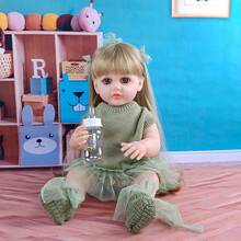 长发公主换装游戏 55厘米仿真娃娃 22英寸 美丽精致大眼重生娃娃 陪伴玩耍的玩具 完美的节日礼物 - 棕色 - 查看 6