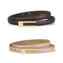 1pc Women's Retro-Style Thin Brown Belt Features A Square Buckle Design, Enhancing A Woman's Confidence. It Can Be Paired With Dresses, Shirts, And Suit Pants, Making It Suitable For All Seasons, Daily Commutes, Travel, Dates, Parties, Sports, And Occasions Such As Christmas. - Coffee - View 4