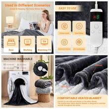 Manta Elctrica Trmica, Franela Suave 50 inchx60 inch Manta Trmica con 8 Horas de Apagado Automtico 10 Niveles de Calentamiento Rpido Lavable a Mquina Manta Trmica Sherpa con Proteccin - Gris + Manta (50" x 60") - Ver 1