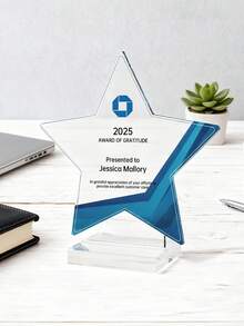 Customize Personalized Acrylic Award Plaque,Custom Name,Star Shaped Trophy,Anniversary Gift For Him, Couple Gift,Unforgettable Gratitude Gift For Celebrating Special Days,Custom Corporate Recognition Trophy,Employee Award Plaque - Retirement Or Appreciation Gift For Staff & Manag - Multicolor - View 6