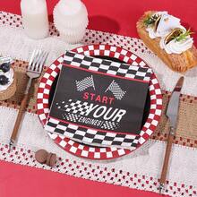 20pcs/40pcs/60pcs, Black & White Racing Track Napkins For Boys' Racing Party Racing Wheel Theme Birthday Party Tableware 6.5" Disposable Tissues Cartoon Racing Theme Birthday Party,Racing Car Checkered Flag Lunch Napkins - Multicolor - View 3