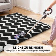 Sour Lemon Rugs Living Room Large Striped Area Rug For Bedroom, Washable Rug Anti Slip, Extra Large Fluffy Shaggy Rugs Modern Floor Carpets Mat Beside Carpet For Living Room, Bedroom,Home Decor - Waves In Black and White - View 7