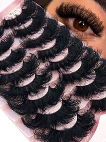 HBZGTLAD 8 Pairs Thick & Dense False Eyelashes, Natural & Fluffy Wispy Cat Eye Lashes, Faux Mink 3D Fluffy Russian Lash Extensions, Reusable For Daily Wear & Practice - Fluffy Lashes - View 1