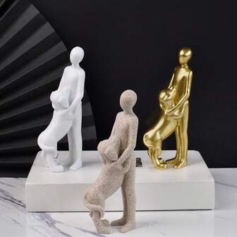 Kreativ resinstaty av människa och hund som omfamnar, lämplig för juldekoration i vardagsrummet eller kontoret, unik minihundskulptur, resinhantverk, perfekt present till djurälskare, distinkt födelsedags-/helgpresent