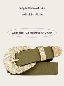 1 Piece, Crystal-Embellished Gold-Carved Buckle Waist Belt, Evening Gown Eye-Catching Textured Leather Waist Belt, Vintage Pin Buckle Exquisite Waist Belt, Refined And Fashionable Accents. - Multicolor - View 6