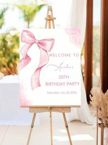 1pc Personalized Elegant Welcome Sign - Customizable Name And Text, Suitable For Birthday, Wedding, Bridal Shower Entrance, Designed With Pink Bow And Balloon - DIY Princess Theme Party Decor, Suitable For Birthday, Gathering, Home Garden Events - No Electricity Required, Easy Installation, Birthday Decoration, Lightweight Structure, High-Quality Printing, Ideal Choice For Event Planners - Multicolor - View 9