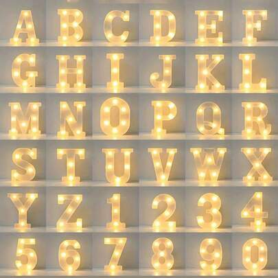 6.3IN Decorative Led Light Up Number Letters, White Plastic Marquee Number Lights Sign Party Wedding Decor Battery Operated Number