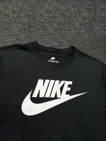 Nike Sportswear Classic Logo Print Crew Neck Retro American Style Short Sleeve T-Shirt, Men, Black