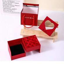 永恒之爱9支玫瑰花束梦幻礼盒（蝴蝶主题），配红色、黑色、粉色带盖纸质首饰盒，情人节/新年首饰盒 - 彩色 - 查看 10