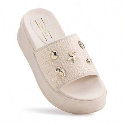 Sandalia Feminina Papete Omena Plataforma Verão