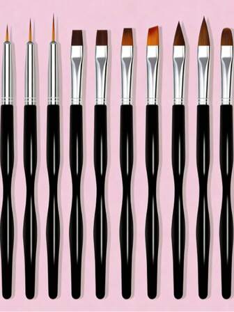 10 piezas Juego de pinceles profesionales para pintura de uñas, estilos surtidos