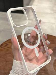 Transparent Magnetic Phone Case Compatible With IPhone 17 Pro Max 16 15 14 13 12 11 Pro Plus Max Mini 7 8 SE 16e 7P X XR XsMax Shockproof Cover Compatible With Samsung S25 Ultra S24 Ultra S23 FE S22+ - White - View 2