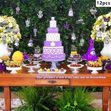 Spring Party Hanging Decorations Set Wooden Flat Dwarf Floral Pendant For Outdoor Garden Party - Violet - View 2