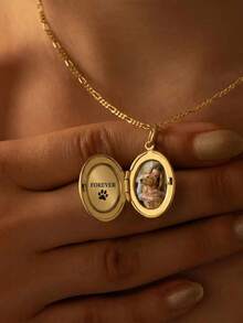 Custom Locket Necklace With Photo, Engravable Oval Necklace, Custom Engraved Locket Jewelry, Picture Locket Necklace, Personalized Christmas Gift - Multicolor - View 10