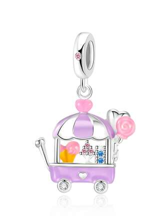 1 pieza Colgante de cuentas de carro de caramelo colorido y lindo de moda, regalo creativo de pulsera y collar DIY