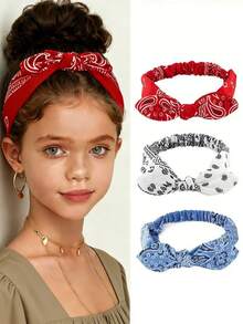 3/1件装波西米亚风兔耳打结弹力发带，适合海滩、日常运动或日常佩戴 - 彩色 - 查看 6