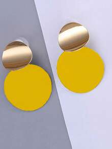 1 Coppia di orecchini a bottone rotondi e curvi per donna, orecchini pendenti a disco bicolore in stile vintage per matrimonio/banchetto/vacanza/discoteca/uso quotidiano, regalo di gioielleria in stile Y2K per anniversario/festa della mamma/San Valentino/Natale - Orecchini a pezzo - Visualizzare 13