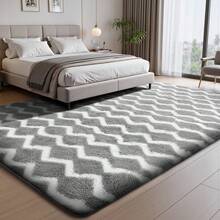 Sour Lemon Rugs Living Room Large Striped Area Rug For Bedroom, Washable Rug Anti Slip, Extra Large Fluffy Shaggy Rugs Modern Floor Carpets Mat Beside Carpet For Living Room, Bedroom,Home Decor - Wavy Gray-white - View 9