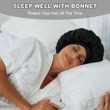 3pcs Women's New Wide Version Solid Color Silk Nightcap, Satin Hair Cap - Soft Shower Cap, Equipped With Comfortable Elastic Band, Suitable For Daily Use, Silk Cap, Satin Cap, Christmas Gift, Gift For Girlfriend, Gift For Boyfriend, Gift For Family, Gift For Dad, Gift For Mom, Suitable For Home, Bathroom And Bedroom Use. Good Helper For Home And Bathroom Decoration,