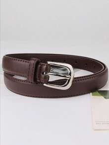 1pc Men's Simple Casual Black Leather Belt, Minimalist Versatile Unisex Jeans Belt For Daily Wear