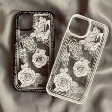 2pcs Simple Pink Black Letters Kiss Phone Case Compatible With Iphone 15 16 13 17 14 Pro Max 12Mini 11 XR 7 8Plus Shockproof Clear Hard Cover Bag - Black and White - View 5