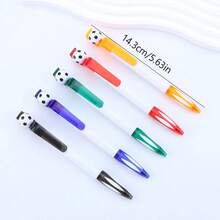 6支/套 足球造型按动式圆珠笔 - 黑色墨水，学生文具，适合学校和办公室使用，软握笔身，返校必备，节日礼物，学生奖品