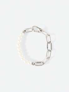 Opalesca 全新设计养殖淡水珍珠蛇骨手链，适合 DIY 纯银 925 手链，女士生日婚礼时尚优雅珠宝 - 銀色 - 查看 2