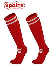 1双男士长款足球袜，专业成人加厚毛圈缓冲过膝透气运动袜，适合日常运动穿着，秋季款 - 彩色 - 查看 34