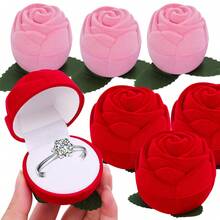 1/2pcs Romantic Velvet Rose Ring Box, Valentine's Day Jewelry Box, Rose Bouquet Design, Elegant Engagement Ring Holder & Earring Storage Box For Proposal, Wedding Gift Packaging And Special Celebration Decor, Perfect Gifts For Men, Jewelry Storage Organizer, Graduation Stuff, Hair Accessories Organizer, Wedding Jewelry Box - Multicolor - View 11