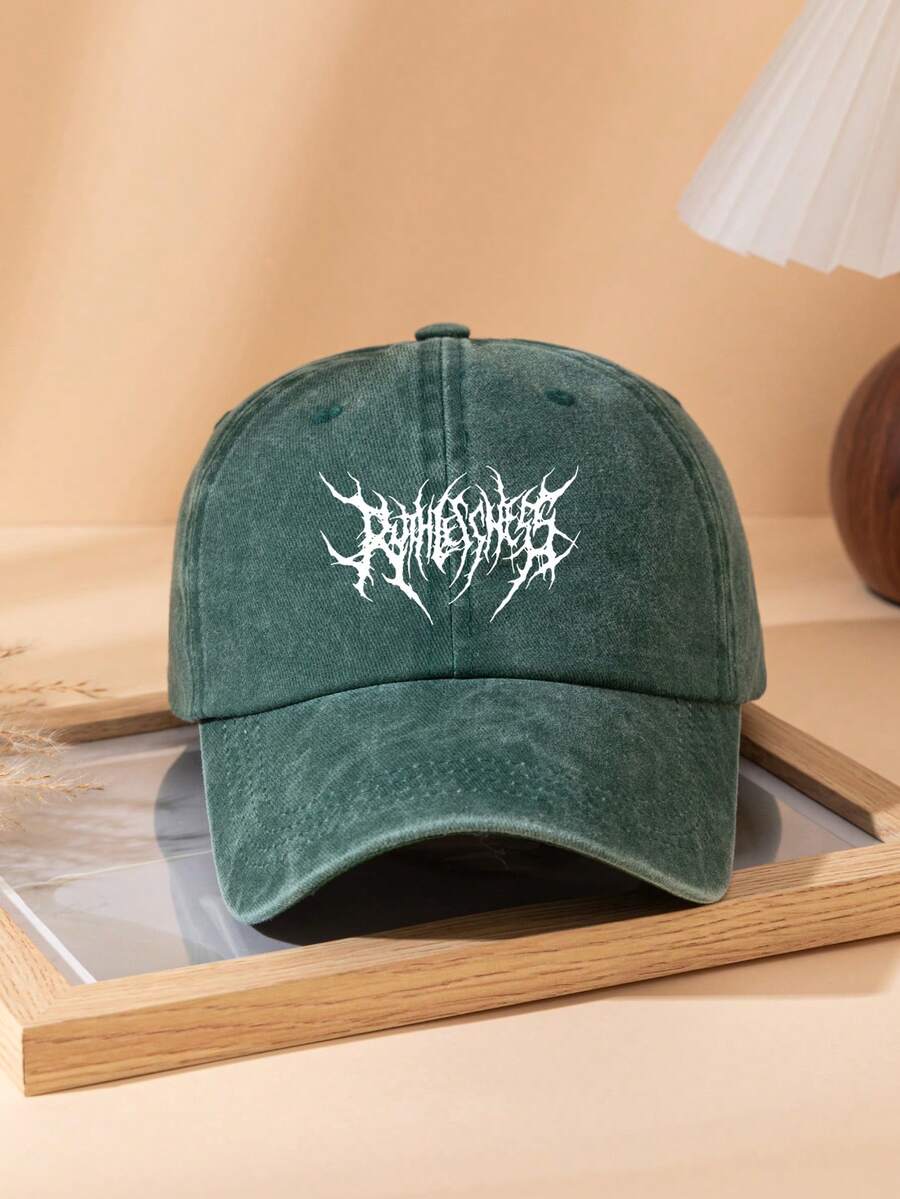 男士可调节图案棒球帽，适合日常穿着和户外街头服饰 - 綠色 - 查看 1