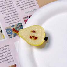 Creative Imitation Fruit Slice Hair Clip Fun And Quirky Student Bangs Hair Clip Hair Accessory - quả lê - Xem 2