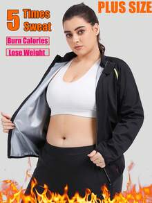 Baju Sauna Wanita Ukuran Besar, Pakaian Dalam Pembentuk Tubuh, Lapisan Dasar, Atasan Pakaian Olahraga Lengan Panjang - Hitam - View 1