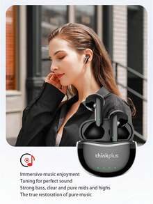 Lenovo X16 Bluetooth Earphones, Half In-Ear Style, Hi-Fi Sound Effect, Large Dynamic Driver, High Audio Quality, High-Definition Calls With Microphone, Suitable For Daily Music Listening, Gaming, Sports, Wireless Earbuds Compatible With Smartphones And Computers