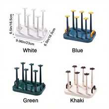 1个节省空间的塑料杯晾干架，杯子沥水架，大容量防尘倒置杯架，适用于台面，适用于玻璃杯和塑料杯，经久耐用且设计时尚，杯子晾干解决方案 | 现代杯架 | 倒置设计，杯子收纳架 - 彩色 - 查看 3