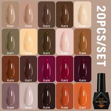 FOUR LILY 20pcs Set Kutek Gel Warna, 10ml - Kutek Gel UV/LED yang Dapat Dilepas & Dicuci untuk Penggunaan di Rumah dan Salon - Coklat - View 9