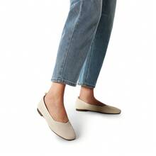 Women Slip On Flats Knit Square Toe Ballet Arch Support Stylish Casual Comfortable Washable Working Walking Flats Shoes - 杏色 - 查看 7